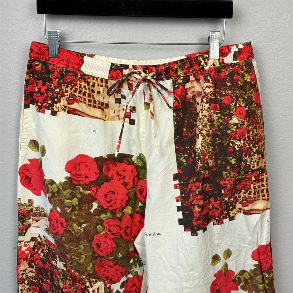 House of Sunny Rose Garden Pants Cotton Drawstring Pockets Red Floral Revolve 8 - Picture 5 of 11